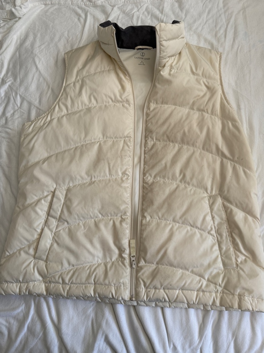 Lands' End Women's Off-White Quilted Puffer Vest